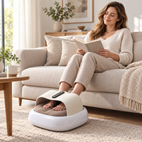 Appareil de massage des pieds marron café avec compression d'air, pétrissage Shiatsu, chaleur et couverture 3D complète du pied pour les soins des pieds à domicile