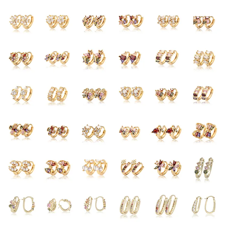 Fashion Accessories Zircon Earrings、Ladies Ear Ring Cute Trending Gold Earring Jewelry、女性のための