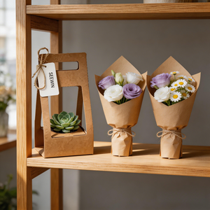 Scatola Quadrata Ecologica in Carta Kraft Colorata per Fiori e Piante Verdi - Cajas Para Flores Personalizadas - Product Image 3