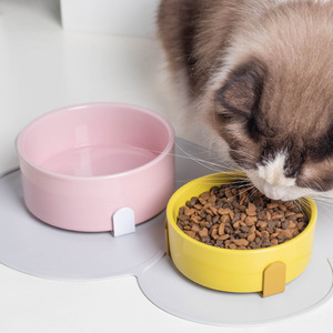 Bol en céramique pour chien, antidérapant, forme arrondie, pour nourriture et eau, tailles petite, moyenne, grande, avec support en fer. - Product Image 3
