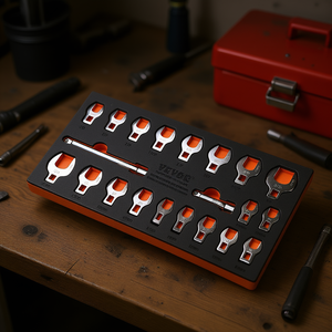 Juego de llaves de boca Vevor, 3/8 pulgadas, 10-22 mm, métricas, 20 piezas, con barras de extensión y organizador EVA - Product Image 2