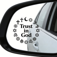 Venta al por mayor directa de fábrica (Confía en Dios) Calcomanías adhesivas impermeables con símbolos religiosos de colores para espejo retrovisor de coche, a granel