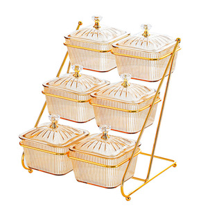 Boîte de rangement pour bonbons à plusieurs étages avec couvercle, type rectangulaire, 4 à 7 compartiments, plateau à fruits, plateau à en-cas - Product Image 5
