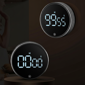 Dropshipme <b>Digital</b> <b>Timer</b> 60 Min Led Touch Control Magnetic Round <b>Kitchen</b> Countdown Clock <b>Timer</b> With Alarm - Product Image 1