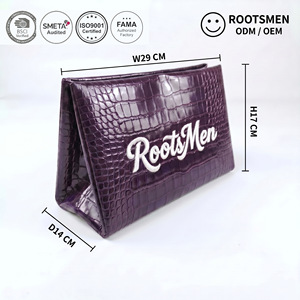 Rootsmen Custom Purple Premium Ins-Style PU Leather <b>Makeup</b> Bag Open Closure Lightweight Water Resistant Hanging Travel Cosmetic - Product Image 1