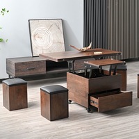 Table basse élévatrice multifonction rectangle pliant chinois, peut être convertie en salle à manger