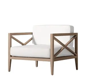 Дешевые мягкие стулья, уличный дизайнерский простой Тиковый садовый стул с подлокотником для рук
