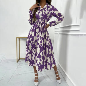 Abito da donna europeo-americano con scollo a V e allacciatura, gonna lunga slim casual XL, novità per primavera estate autunno, naturale - Product Image 2