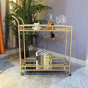 Stock Available Modern Folding Bar Carts Rolling Gold Trolley Hote Drinks Trolley Cart Bar Luxury Modern