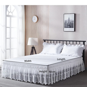 Jupe de lit de qualité supérieure 100 % microfibre 300 fils/cm² imperméable, écologique, style classique, plis élastiques, dentelle, logo personnalisé - Product Image 6