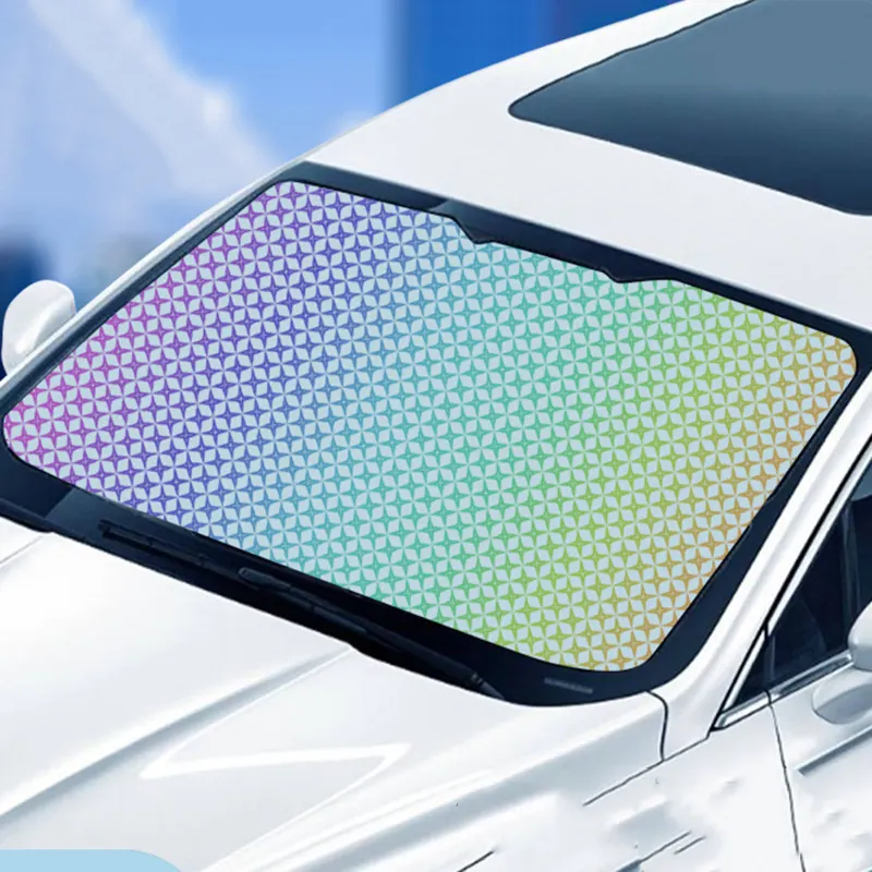 Custom Sublimation Sun UV Protection Car Sunblock Front Gear Thickened Laser Curtain Window Car Windshield Sunshade