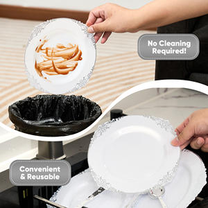 Ensemble de vaisselle jetable en PET de 350 pièces, kit complet de vaisselle, assiettes, tasses, couverts, serviettes, sans BPA, écologique, compatible micro-ondes - Product Image 4