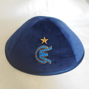 Kippot Judaica Velvet <span class=keywords><strong>Kipa</strong></span> Sombrero Yamaka judío para hombre con bordado de letras hebreas Yarmulke étnico - Product Image 5