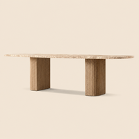 Table à manger rectangulaire moderne de luxe en chêne, base double encastrée, écologique, durable, pour salon et grands groupes