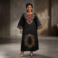 Ensemble Robe et Foulard Kanga Africain Traditionnel en Polyester Grande Taille pour l'Été/Printemps 2026 – Broderie de Haute Qualité