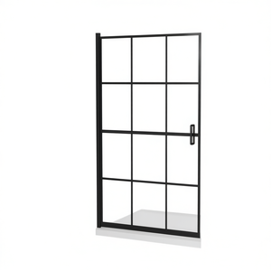 Cabine de douche noire ESG 31,5x55,1 pouces avec porte à charnière et cadre, design industriel - Product Image 1