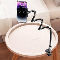 Support de téléphone flexible réglable 1,2 m à col de cygne, pince de lit antidérapante robuste pour iPhone, Samsung et tablettes