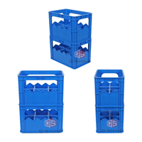 Boîte de rangement en plastique pour bouteilles de soda et de bière QS à 6 compartiments avec séparateurs, caisse renforcée