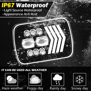 Phare LED carré 12V de grande qualité, 7 pouces, 75W, haute puissance, 8000LM, compatible universellement, gauche/droite, 3 flèches, blanc/ambre, DRL - Product Image 5