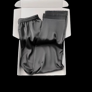 Piyama Satin bordir reguler dasar kustom Set 2 buah piyama sutra mewah polos pria Set baju tidur piyama Satin - Product Image 3