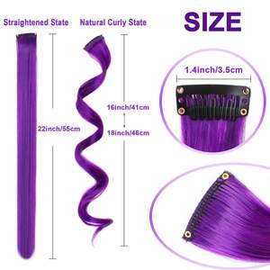 Extensions de cheveux synthétiques transfrontalières Deep Wave 20 pouces violettes, 10 pièces par paquet pour cosplay, fête, festival - Product Image 2