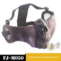 Masque facial demi-couvre-oreilles et bouche Fengjian V18 Skull Edition en TPR+1000D DuPont, tactique, anti-impact, pour compétition et cosplay
