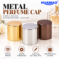 Capuchon de parfum personnalisé en zamac à clipser avec insert intérieur en PP, couvercle de bouteille en alliage de zinc de luxe pour parfum, logo HUAMAO