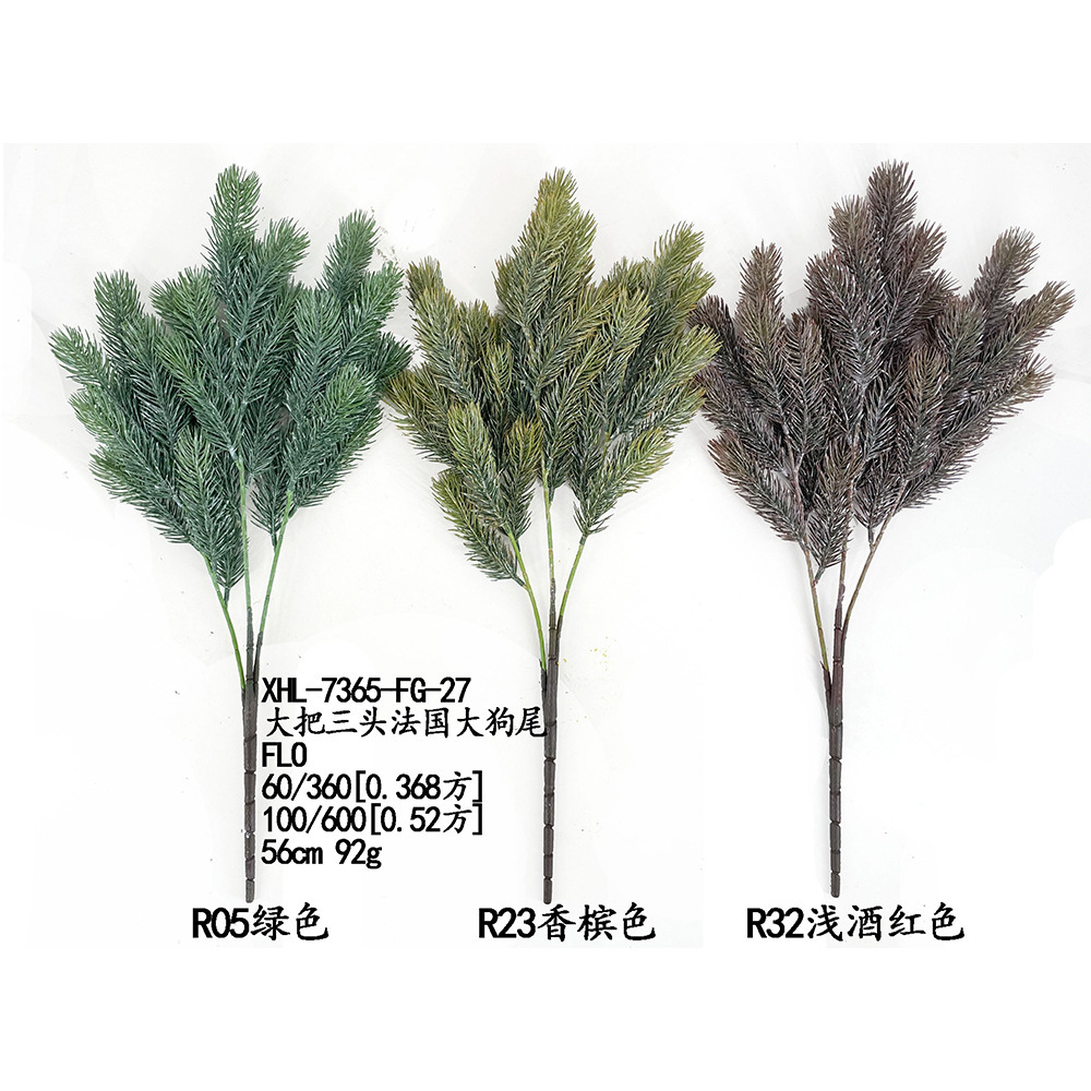 Tres grandes cola de perro francés verde
