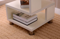 Table basse et thé en forme de C au design moderne Table d'appoint lumineuse en bois et métal de luxe avec marbre pour salon, balcon, meubles d'hôtel