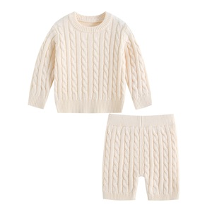 Ensemble de vêtements pour bébé en tricot torsadé pour l'automne et l'hiver, pantalon uni, pyjama pour bébé de 1 à 3 ans - Product Image 2