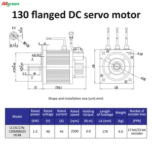 ชุดควบคุมมอเตอร์เซอร์โวแรงดันต่ำ 48V45A 2500RPM 1.5KW ชุดควบคุมมอเตอร์เซอร์โว DC 1500W 6N.m สำหรับพลังงานใหม่/งานแกะสลัก - Product Image 5