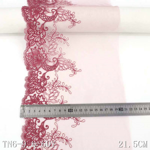 Spot vente broderie dentelle 21cm <span class=keywords><strong>de</strong></span> large rose clair maille fantaisie fleur brodé dentelle garniture matériel dentelle tissu - Product Image 2