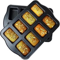 Moule à gâteau Financier en acier au carbone à 8 cavités, plaque de cuisson rectangulaire antiadhésive pour mini-pains, biscuits et brownies, pour la cuisson au four