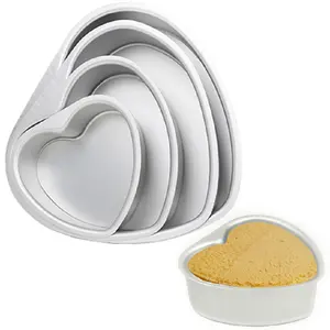 Piruleta de paleta de aluminio para hornear, artículo Extensible con fondo extraíble en forma de corazón, sartenes, moldes para pasteles