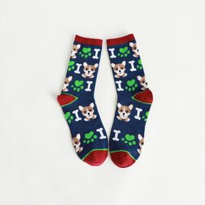 KT-0026-18 ओएम थोक कस्टम उच्च गुणवत्ता वाले कपास प्यारे पशु कुत्ते कार्टून चरित्र खुश मजेदार लड़कियों क्रिसमस के मोजे - Product Image 2