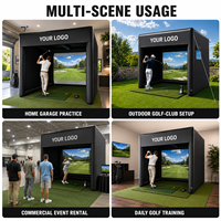 Tente de simulateur de golf gonflable personnalisée, portable, avec rembourrage mural et écran d'impact pour simulateur de golf, intérieur/extérieur