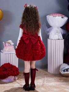 Robe courte à manches courtes en maille moelleuse de haute qualité pour filles, nouveau design, idéale pour les fêtes d'anniversaire des enfants - Product Image 4