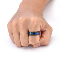 Bague unisexe simple en acier inoxydable hypoténuse de 8mm bijoux de mode finition mate bicolore bijoux personnels élégants