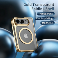Étui magnétique de luxe HEYBING pour IP18 Fold, dos transparent, bord électro-plaqué, charge sans fil, protection anti-chute pour téléphone