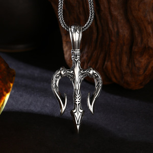 Colgante <span class=keywords><strong>de</strong></span> Plata <span class=keywords><strong>de</strong></span> Ley 925, Moderno y a la Moda, Tendencia Nacional, Colgante <span class=keywords><strong>Tridente</strong></span> del Rey <span class=keywords><strong>de</strong></span> los Mares, Joyería Antigua Retro Vintage <span class=keywords><strong>de</strong></span> Plata Tailandesa - Product Image 1