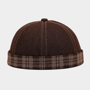 Nouvelle Arrivée HZM-26122 Casquette de Baseball Sans Visière Tendance Urbaine à Motif Écossais et Détails en Coton - Product Image 6