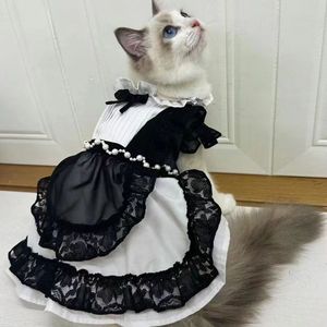 <b>Cute</b> Pet Dress With Flutter Sleeves And Bows Black Polyester Skirt For Cats Dogs Teddy <b>Bears</b> Bichons Spring Summer - Product Image 3