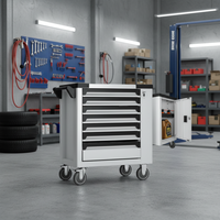 Carrito de Herramientas de Acero Resistente de Alta Calidad con 7 Cajones, Cerradura con Llave, Cajones de Cierre Suave, Capacidad de Carga de 200 kg, Diseño Moderno para Garaje o Taller