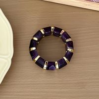 Nouveauté : Bracelet élastique perlé en résine colorée, style bohème, géométrique, en acrylique et bambou, pour femme