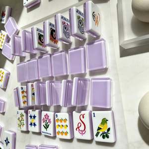 Lussuose Tessere Mahjong Americane in Acrilico con Design Limone, Arancia e Ramo d'Ulivo, 160 Pezzi, per Giochi da Tavolo - Product Image 4