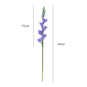 Fleurs artificielles de gladiolus blanches et violettes, 8 têtes, haute simulation, décoration pour la maison et les mariages, fleurs en soie plastique - Product Image 5