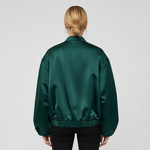 Chaqueta Bomber de Satén Personalizada para Mujer, Chaquetas de Vuelo Ligeras de Seda, Chaquetas de Béisbol para Damas - Product Image 2