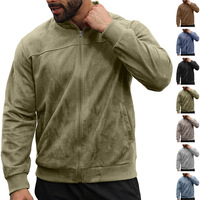 Veste Homme 500g en Suédine Gaufrée Polyester Spandex Couleur Unie Style Punk Résistante à l'Usure, Modèle Européen et Américain, pour le Marché International