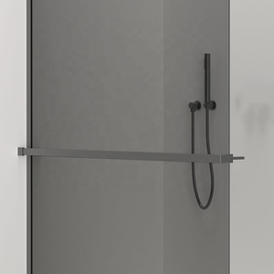 Profil mural en aluminium pour salle <span class=keywords><strong>de</strong></span> bain <span class=keywords><strong>de</strong></span> style européen moderne écran <span class=keywords><strong>de</strong></span> <span class=keywords><strong>douche</strong></span> en verre gris avec porte-serviettes - Product Image 5