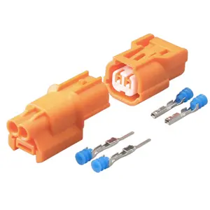 2 Pin Automotive Waterproof Electric Wire Harness Orange Male Female Wiring Connector Plug